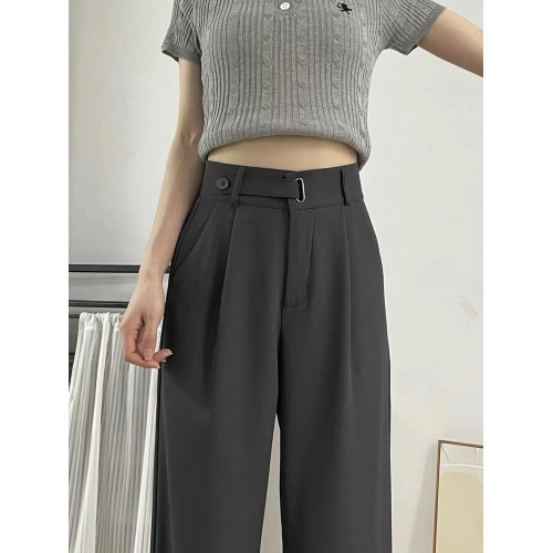 梨形身材休閒西裝褲女秋季新款大碼胖mm高腰寬松垂感顯瘦濶腿長褲 梨形身材休閒西裝褲女秋季新款大碼胖mm高腰寬松垂感顯瘦濶腿長褲