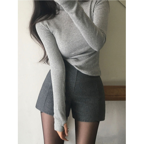 灰色毛呢短褲女秋冬2025顯瘦韓版修身包臀呢子靴褲高腰打底三分褲 灰色毛呢短褲女秋冬2025顯瘦韓版修身包臀呢子靴褲高腰打底三分褲