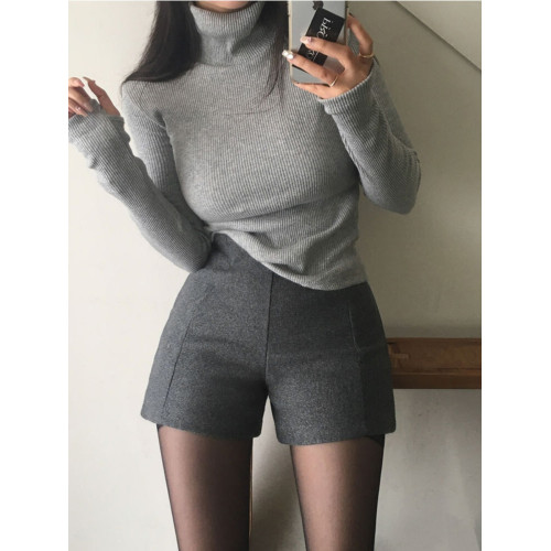 灰色毛呢短褲女秋冬2025顯瘦韓版修身包臀呢子靴褲高腰打底三分褲 灰色毛呢短褲女秋冬2025顯瘦韓版修身包臀呢子靴褲高腰打底三分褲