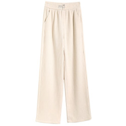 專櫃商場撤迴國際大牌剪標尾單女裝大碼秋季顯瘦燈芯絨休閒濶腿褲