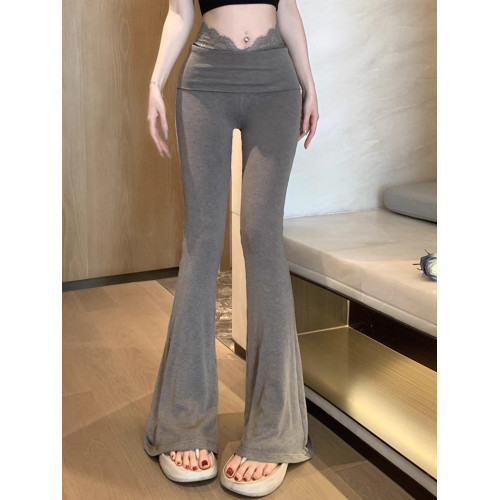 【芭蕾美學】蕾絲拼接高腰修身顯瘦瑜珈喇叭褲垂感微喇休閒褲女夏 【芭蕾美學】蕾絲拼接高腰修身顯瘦瑜珈喇叭褲垂感微喇休閒褲女夏