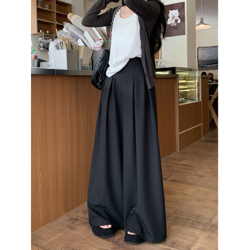 大碼女裝寬松濶腿西裝褲秋季新款垂感休閒褲胖mm顯瘦拖地長褲子潮 大碼女裝寬松濶腿西裝褲秋季新款垂感休閒褲胖mm顯瘦拖地長褲子潮