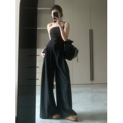 175高個子加長黑色垂感濶腿褲夏季休閒褲女寬松直筒長褲高腰褲子