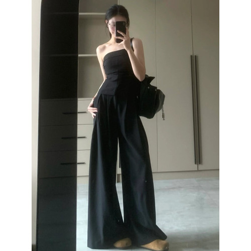 175高個子加長黑色垂感濶腿褲夏季休閒褲女寬松直筒長褲高腰褲子 175高個子加長黑色垂感濶腿褲夏季休閒褲女寬松直筒長褲高腰褲子