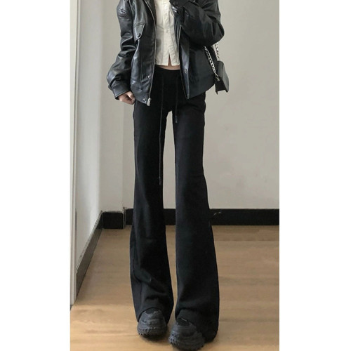 175高個子加長版180黑色瑜珈褲女秋冬加絨高腰顯瘦微喇叭拖地衛褲