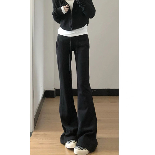 175高個子加長版180黑色瑜珈褲女秋冬加絨高腰顯瘦微喇叭拖地衛褲