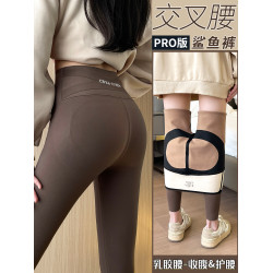 咖色鯊魚褲女外穿秋冬季加絨提臀保暖打底褲高腰2025新款春秋薄款