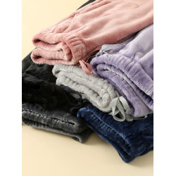 休閒褲女款冬季法蘭絨加絨加厚保暖直筒褲加肥寬松簡約可外穿長褲