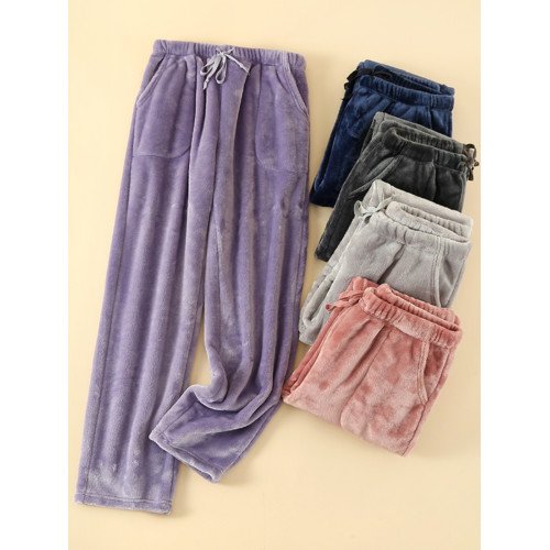 休閒褲女款冬季法蘭絨加絨加厚保暖直筒褲加肥寬松簡約可外穿長褲