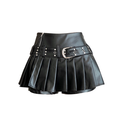 黑色pu皮裙半身裙女秋冬2025新款高腰a字短裙防走光顯瘦百褶裙褲