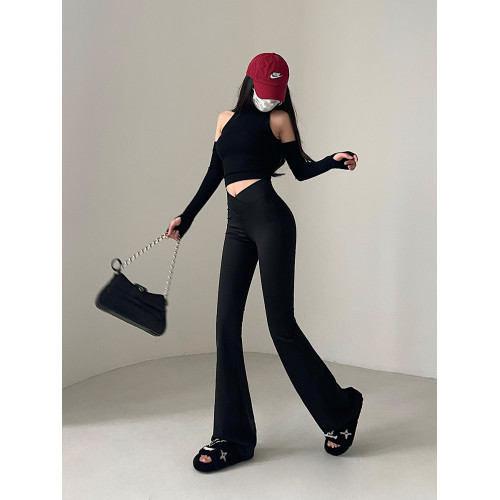 YoungGirlDay 歐美風高腰V形褲腰緊身加絨加厚微喇顯腿長休閒長褲 YoungGirlDay 歐美風高腰V形褲腰緊身加絨加厚微喇顯腿長休閒長褲