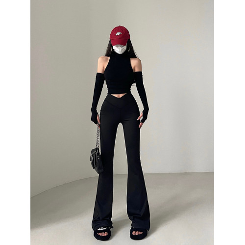 YoungGirlDay 歐美風高腰V形褲腰緊身加絨加厚微喇顯腿長休閒長褲 YoungGirlDay 歐美風高腰V形褲腰緊身加絨加厚微喇顯腿長休閒長褲