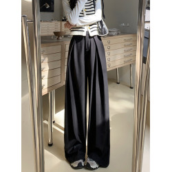 加長西裝褲女高個子秋季新款顯瘦寬松濶腿褲超長版休閒垂感拖地褲