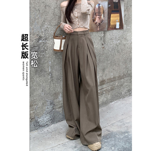 加長西裝褲女高個子秋季新款顯瘦寬松濶腿褲超長版休閒垂感拖地褲 加長西裝褲女高個子秋季新款顯瘦寬松濶腿褲超長版休閒垂感拖地褲