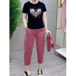 歐貨夏季水洗棉薄款八分褲子女高腰寬松哈倫褲百搭顯瘦爆款奶奶褲