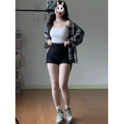 黑色緊身辣妹熱褲女2025秋冬大碼彈力高腰小個子包臀顯瘦女團短褲