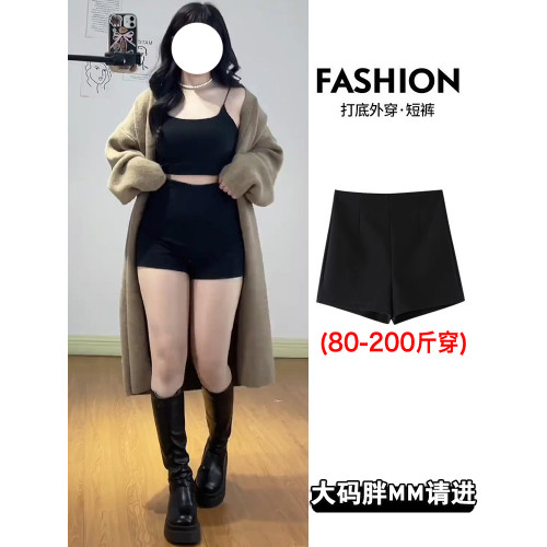 黑色緊身辣妹熱褲女2025秋冬大碼彈力高腰小個子包臀顯瘦女團短褲 黑色緊身辣妹熱褲女2025秋冬大碼彈力高腰小個子包臀顯瘦女團短褲