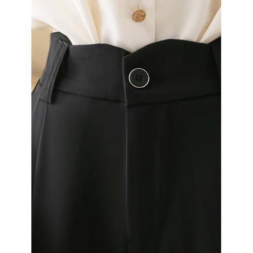 高腰窄版休閒褲西裝濶腿褲女裝2025年春夏新款垂感百搭通勤拖地褲 高腰窄版休閒褲西裝濶腿褲女裝2025年春夏新款垂感百搭通勤拖地褲