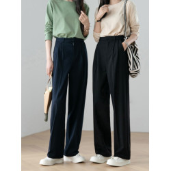 高腰直筒西裝褲女2025春秋新款韓版直筒休閒濶腿褲垂感拖地長褲子
