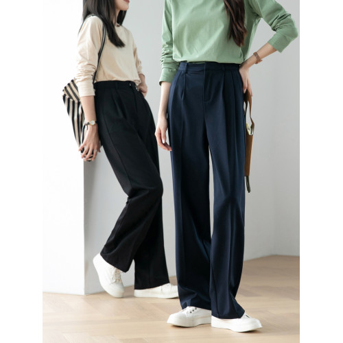 高腰直筒西裝褲女2025春秋新款韓版直筒休閒濶腿褲垂感拖地長褲子 高腰直筒西裝褲女2025春秋新款韓版直筒休閒濶腿褲垂感拖地長褲子