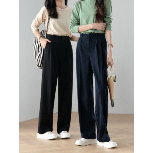 高腰直筒西裝褲女2025春秋新款韓版直筒休閒濶腿褲垂感拖地長褲子 高腰直筒西裝褲女2025春秋新款韓版直筒休閒濶腿褲垂感拖地長褲子