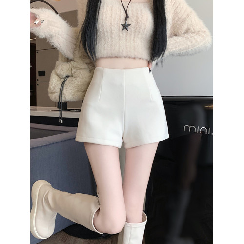 毛呢短褲女春秋高腰顯瘦加厚休閒直筒褲小個子2025新款打底褲靴褲 毛呢短褲女春秋高腰顯瘦加厚休閒直筒褲小個子2025新款打底褲靴褲