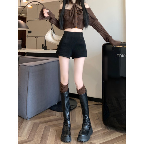 毛呢短褲女春秋高腰顯瘦加厚休閒直筒褲小個子2025新款打底褲靴褲 毛呢短褲女春秋高腰顯瘦加厚休閒直筒褲小個子2025新款打底褲靴褲