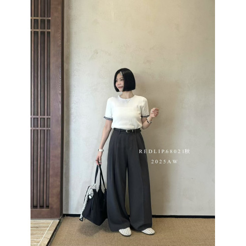 紅脣2025秋季垂墜高腰顯高顯瘦窄版濶腿褲西裝褲通勤長褲女68021 紅脣2025秋季垂墜高腰顯高顯瘦窄版濶腿褲西裝褲通勤長褲女68021