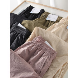 試衣間夏季新款寬松休閒直筒長褲速乾繖兵褲工裝機能褲女464888