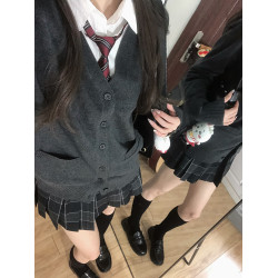 灰野川jk毛衣灰色針織開衫外套女秋外搭學院風製服上衣東京嵗時記