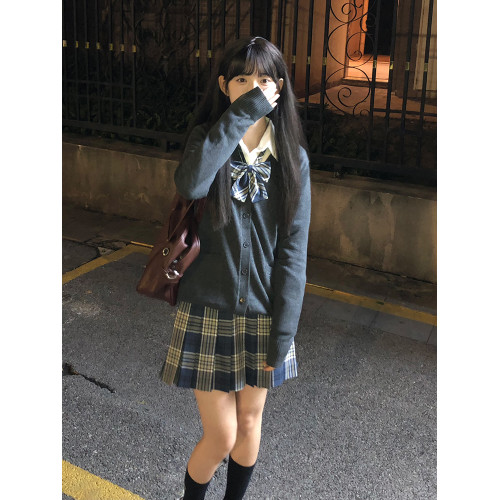 灰野川jk毛衣灰色針織開衫外套女秋外搭學院風製服上衣東京嵗時記