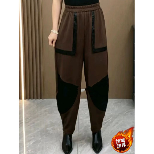 2025春秋新款時尚寬松純色休閒褲G中年女褲洋氣大碼松緊腰哈倫褲