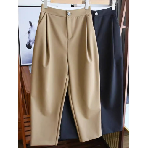 大碼女裝胖妹妹九分蘿蔔西裝褲女秋季爆款梨形身材顯瘦寬松哈倫褲