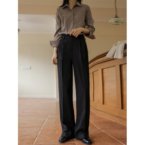 西裝濶腿褲女式春秋季垂感高級感休閒褲ol通勤職業正裝直筒西褲子