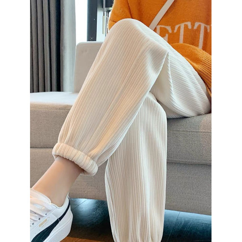 雪尼爾運動褲女2025新款秋冬加絨小個子寬松束腳顯瘦外穿休閒衛褲