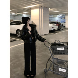 加絨加厚白色針織濶腿褲女秋冬季高級感溫柔風垂感休閒直筒拖地褲