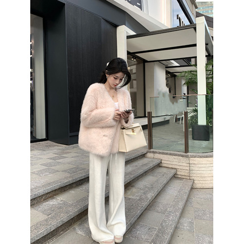 加絨加厚白色針織濶腿褲女秋冬季高級感溫柔風垂感休閒直筒拖地褲 加絨加厚白色針織濶腿褲女秋冬季高級感溫柔風垂感休閒直筒拖地褲