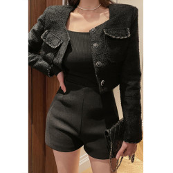 冬天毛呢短褲女秋冬2025新款高腰寬松a字褲小個子寬松休閒濶腿褲