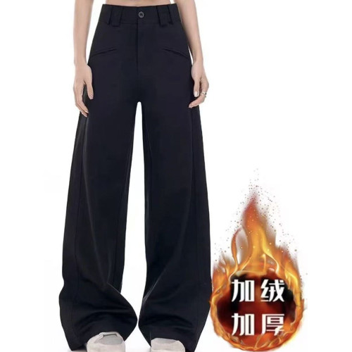 土土家黑色濶腿西裝褲女秋季新款高腰顯瘦垂感直筒休閒拖地褲子 土土家黑色濶腿西裝褲女秋季新款高腰顯瘦垂感直筒休閒拖地褲子