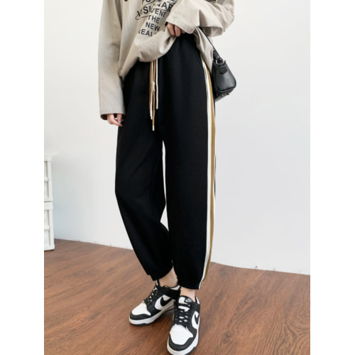 運動褲女春秋款束腳2025新款秋冬灰色拼接寬松顯瘦小個子休閒衛褲