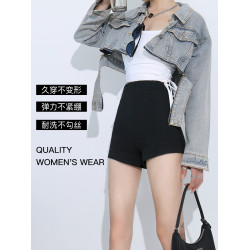 黑色西裝熱褲高腰短褲女秋冬加絨2025新款小個子a字高級感打底褲