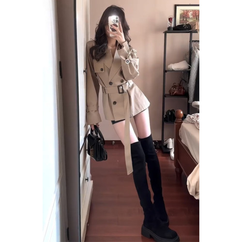 高級感超好看小個子收腰氣質短款日系今年流行風衣外套女2025新款