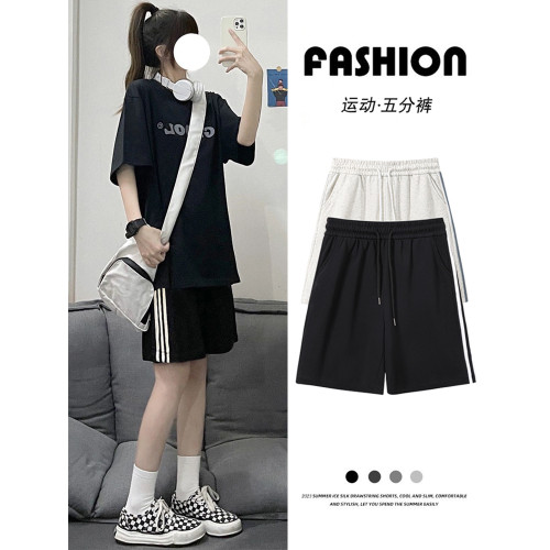 運動短褲女夏季薄款五分寬松直筒高腰濶腿顯瘦純棉跑步專用休閒褲