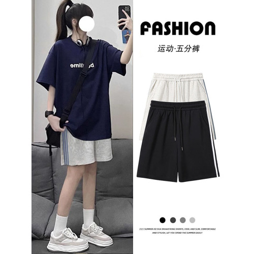 運動短褲女夏季薄款五分寬松直筒高腰濶腿顯瘦純棉跑步專用休閒褲
