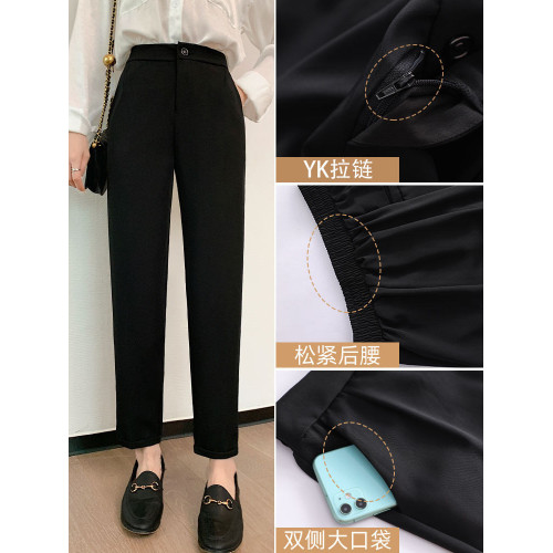 哈倫西裝褲女秋季2025新款顯瘦黑色菸琯褲寬鬆蘿蔔休閒小個子西褲