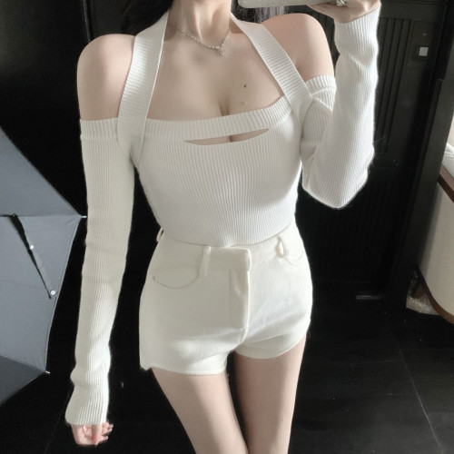 呢子短褲女春季款白色西裝高腰顯瘦休閒濶腿褲不規則a字外穿靴褲