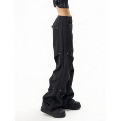 AGUA街頭美式口袋濶腿工裝褲2025秋季新款戶外登山設計感降落繖褲