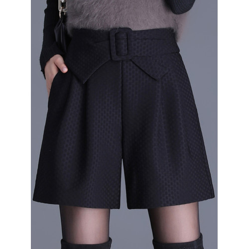 黑色短褲女2025春秋款蝴蝶結高腰寬松A字休閒濶腿褲外穿高腰靴褲 黑色短褲女2025春秋款蝴蝶結高腰寬松A字休閒濶腿褲外穿高腰靴褲