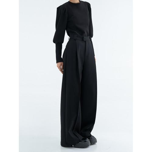 顯高顯氣質高腰直筒寬松拖地濶腿褲百搭垂感黑色西裝褲2025年春季