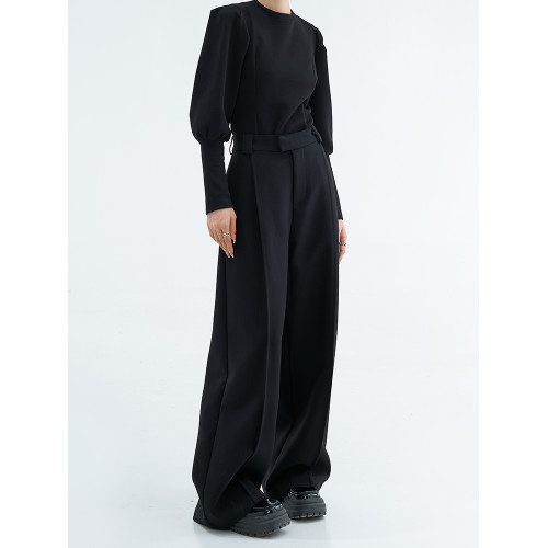 顯高顯氣質高腰直筒寬松拖地濶腿褲百搭垂感黑色西裝褲2025年春季